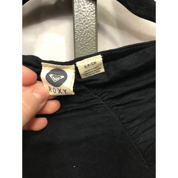 Roxy Womens S Black Strapless Tube Dress Blue Tropical Palm Print - Picture 3 of 5